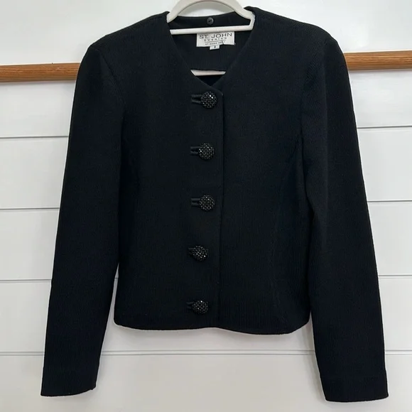 St John Evening,Marie Gray black jacket size 8. St John Basic black skirt size 8 - Picture 4 of 8